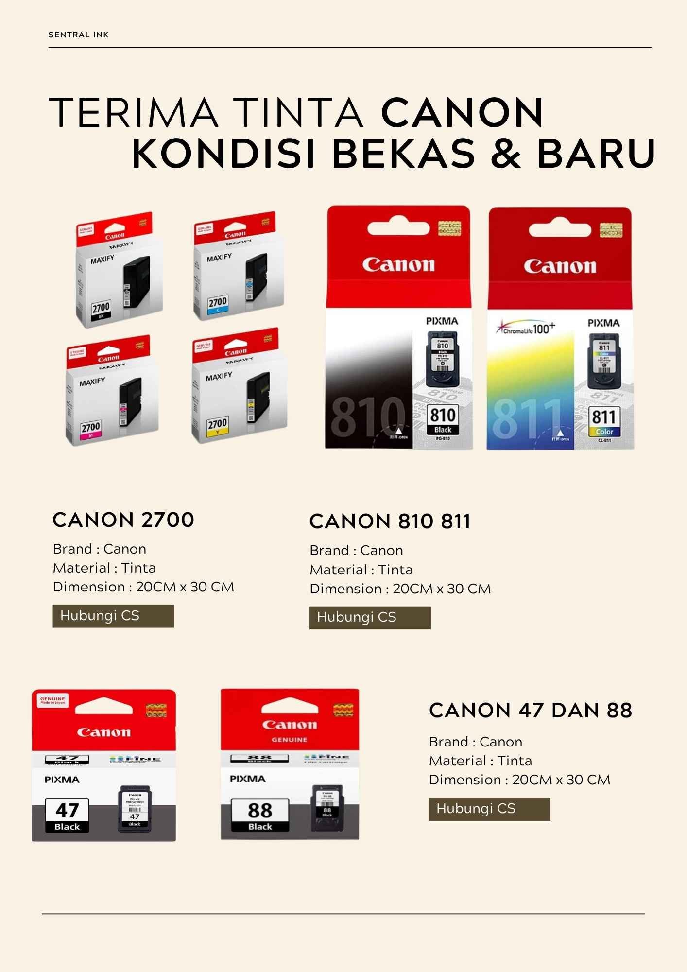 jual beli tinta canon bekas dan baru
