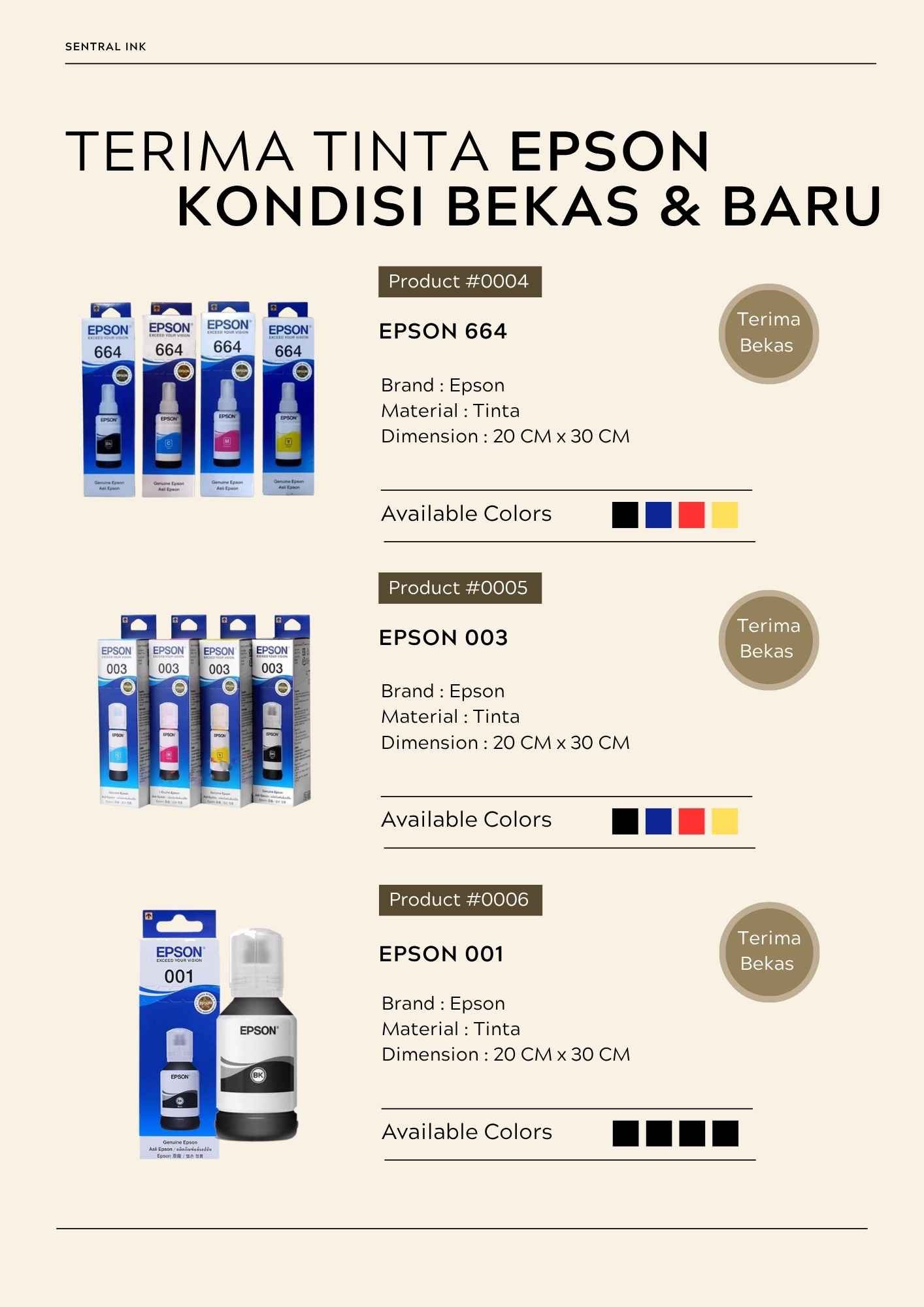 jual beli tinta epson baru dan bekas